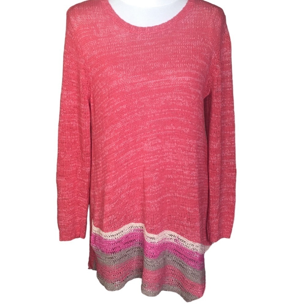 Soft Surroundings Martinique Tunic Sweater Pink Asymmetrical Hem Small